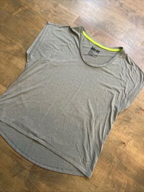 Nike Gray Athletic Tee with Neon Yellow Neck Trim